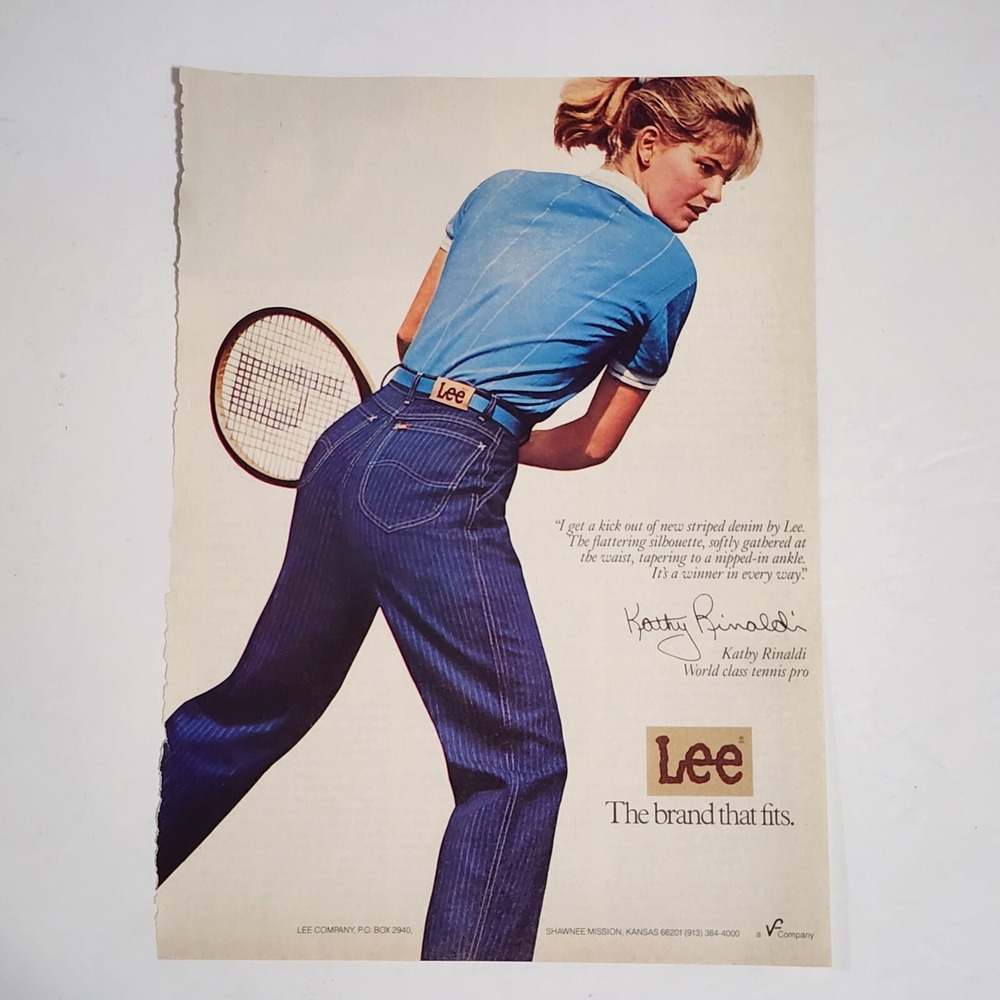 Vintage Print Ad Kathy Rinaldi Lee jeans tennis pro clipping 1983 8x10.5